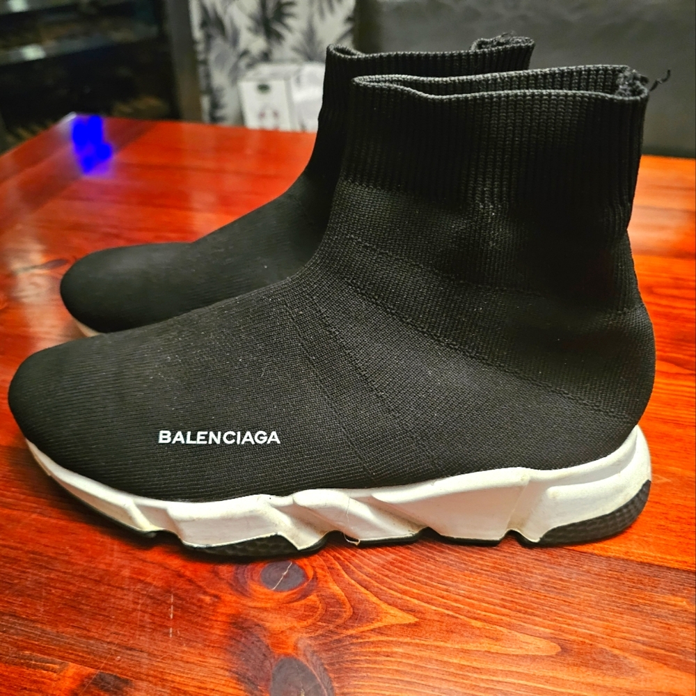 Balenciaga Black Knit High-Top Sneakers